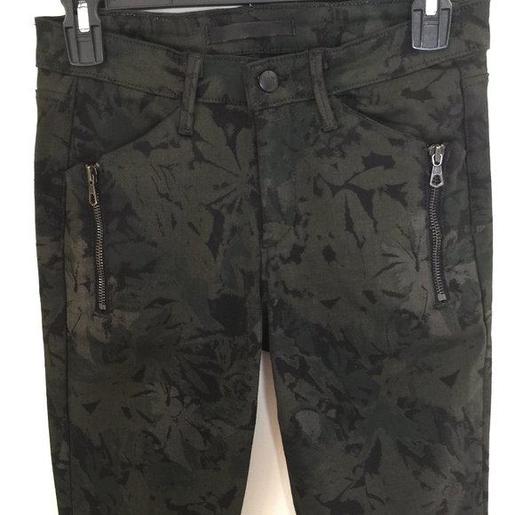 Joe's Jeans Black Skinny Jeans with Abstract  Army Green Floral Pattern W27 - Picture 1 of 6